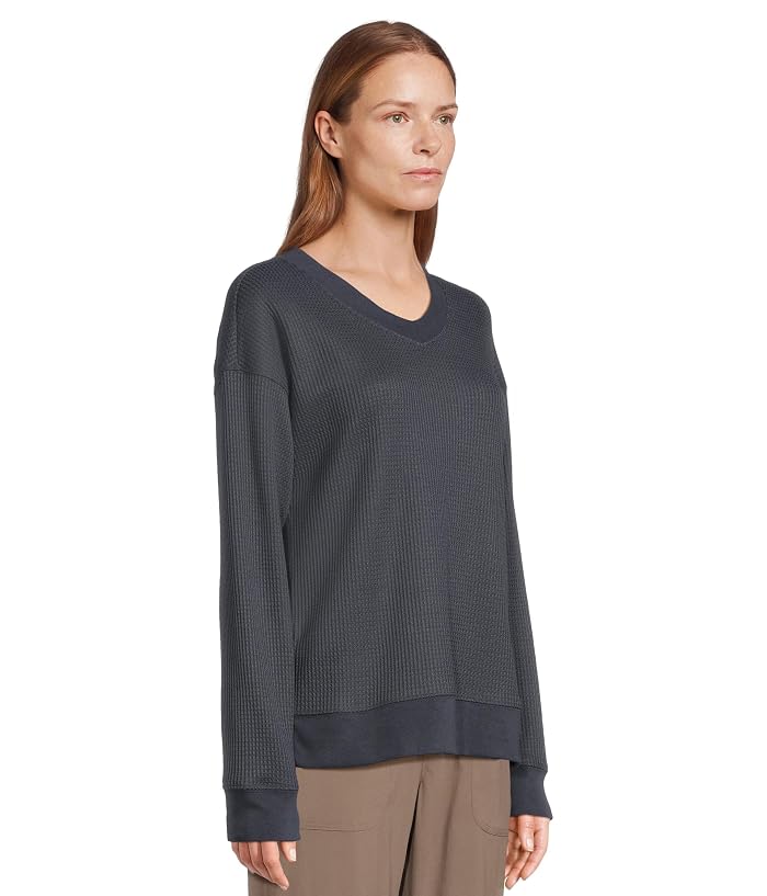 L.L.Bean Birchwood Brushed Waffle V-Neck - Image 2