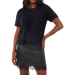 Vince Camuto Eyelashshort Sleeve Crew Neck
