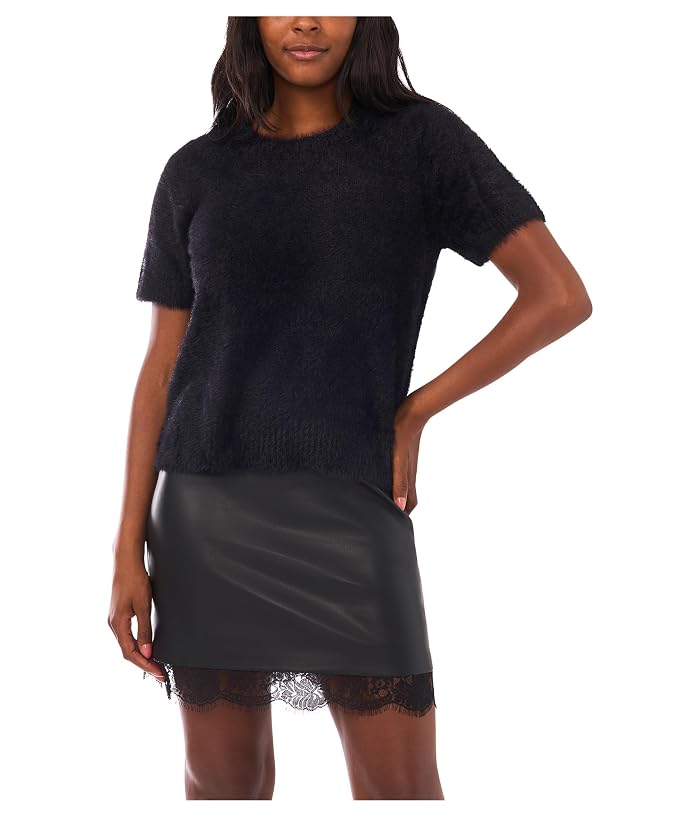 Vince Camuto Eyelashshort Sleeve Crew Neck
