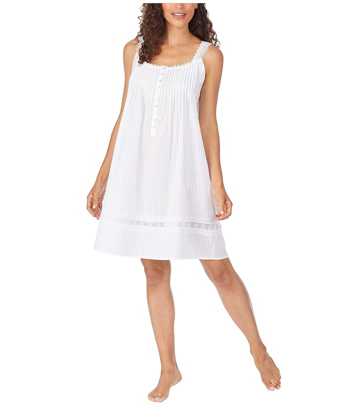 Eileen West Cotton Dobby Stripe Woven Sleeveless Short Nightgown - Image 3