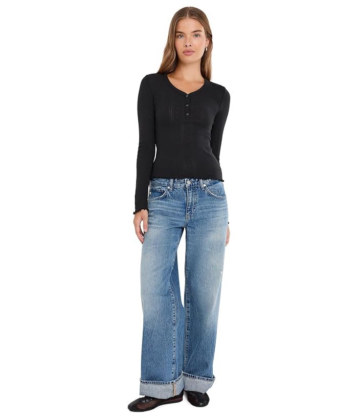 DAZE Bunny Everyday Daze V-Neck Long Sleeve Pointelle Henley - Image 2