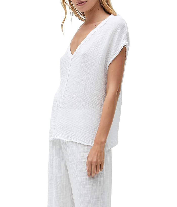 Michael Stars Draya Double Gauze V-Neck Tee - Image 2