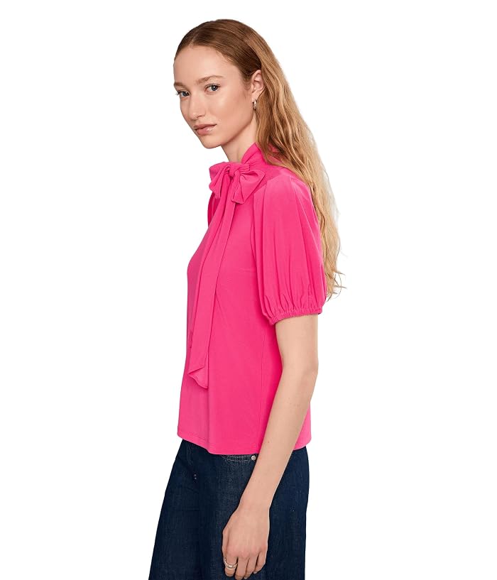CeCe Short Sleeve Tie Neck Bow Knit Top - Image 3