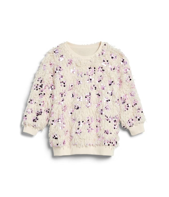 Hatley Kids Pink Sequins on Cream Feathers Pullover (Toddler/Little Kid/Big Kid)