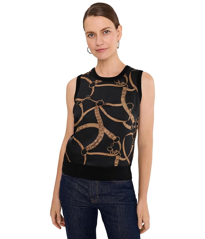 Lauren Ralph Lauren Belting-Print Sleeveless Sweater