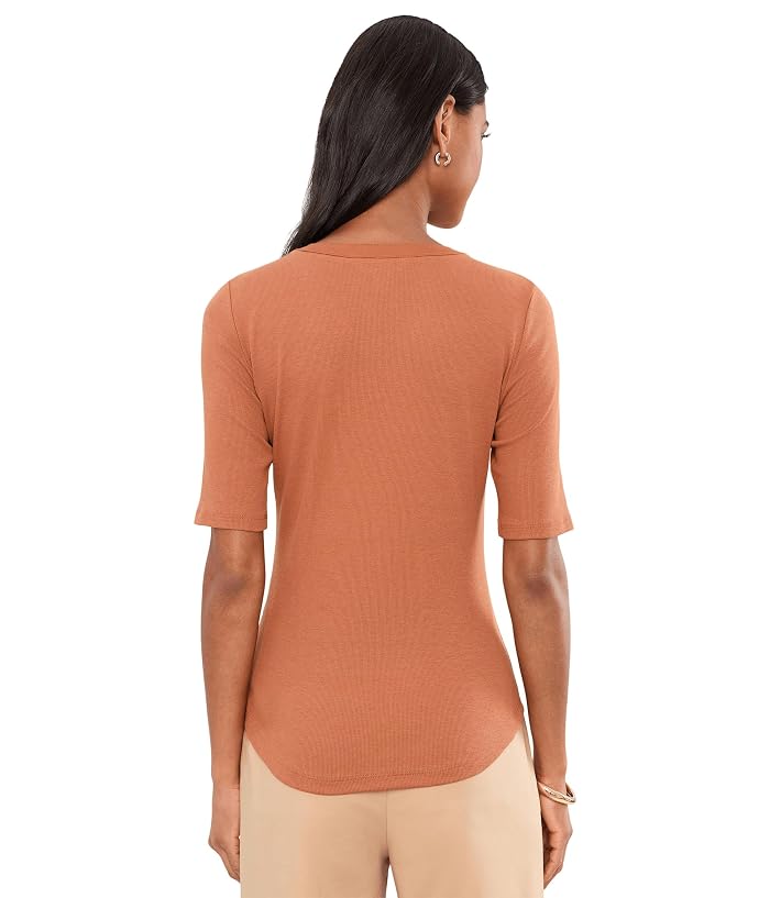 Lauren Ralph Lauren Lace-Up Ribbed Elbow-Sleeve Tee - Image 4