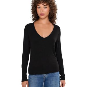 Michael Stars Liv Clean V-Neck Long Sleeve Tee