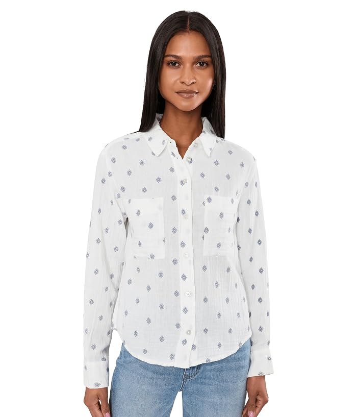 Liverpool Los Angeles Long Sleeve Button Front Shirt with High Low Hem