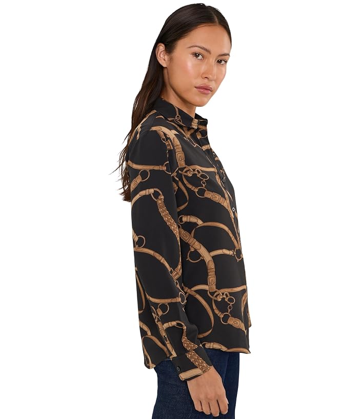Lauren Ralph Lauren Petite Classic Fit Belting-Print Crepe Shirt - Image 3