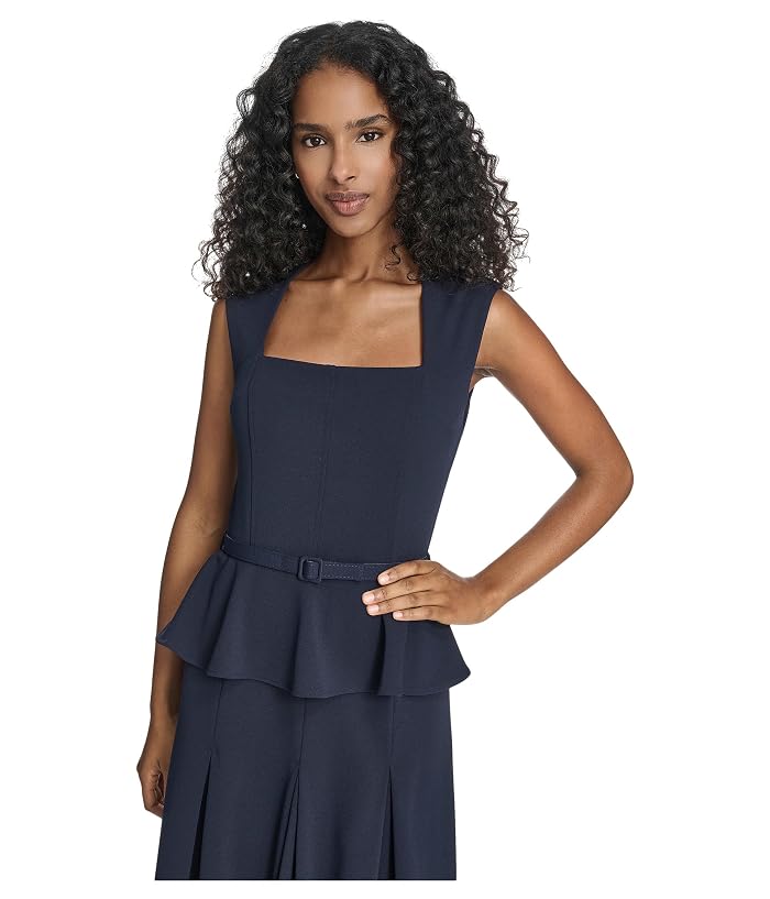 Calvin Klein Short Sleeve Scuba Crepe Belted Peplum Aline - Image 4
