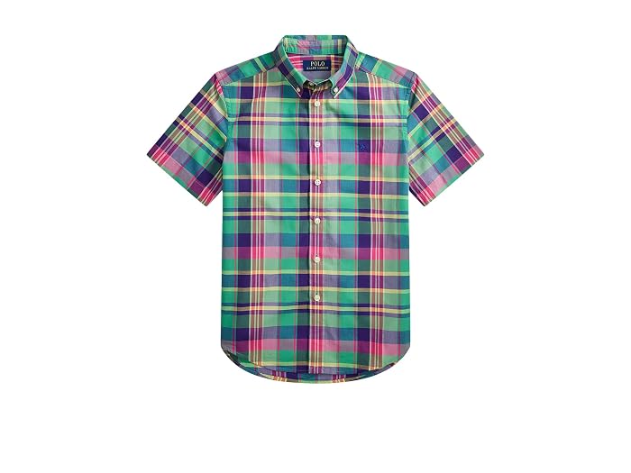 Polo Ralph Lauren Kids Gingham Cotton Poplin Short Sleeve Shirt (Big Kid) - Image 4