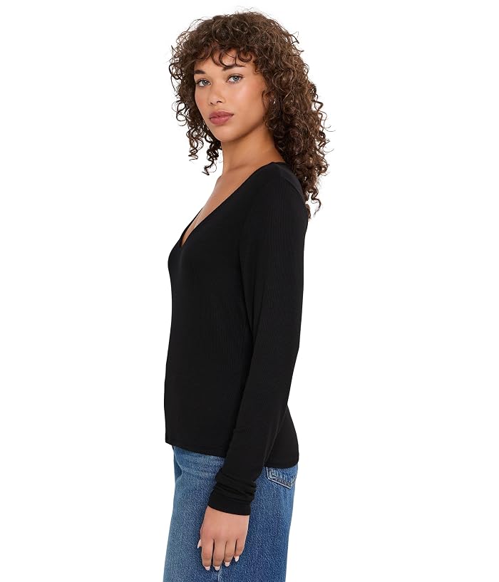 Michael Stars Liv Clean V-Neck Long Sleeve Tee - Image 3