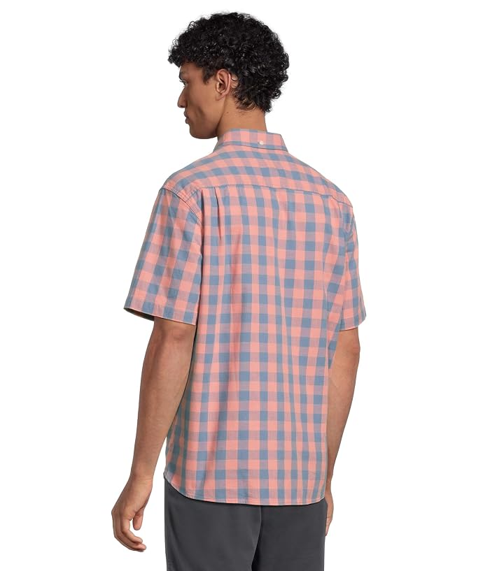 L.L.Bean Comfort Stretch Chambray Shirt Short Sleeve Traditional Fit Plaid - Image 3