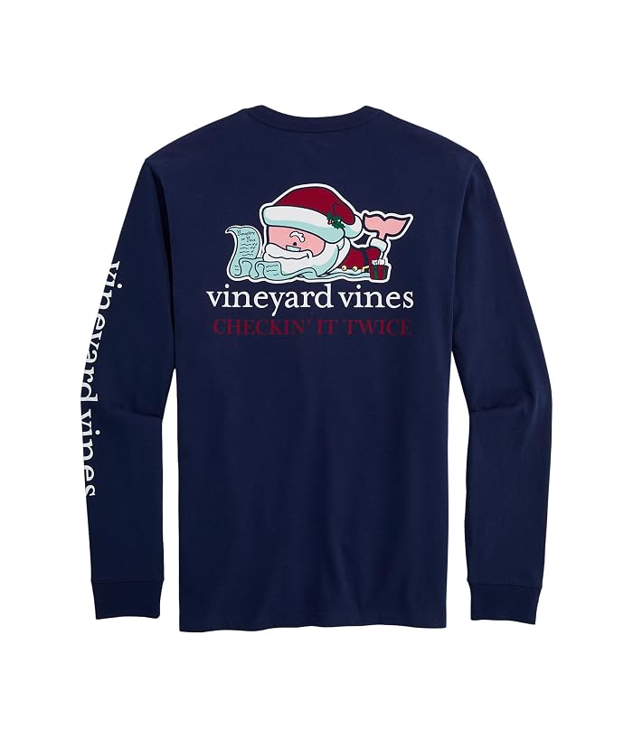 Vineyard Vines Santa Whale List Long Sleeve Pocket Tee - Image 2