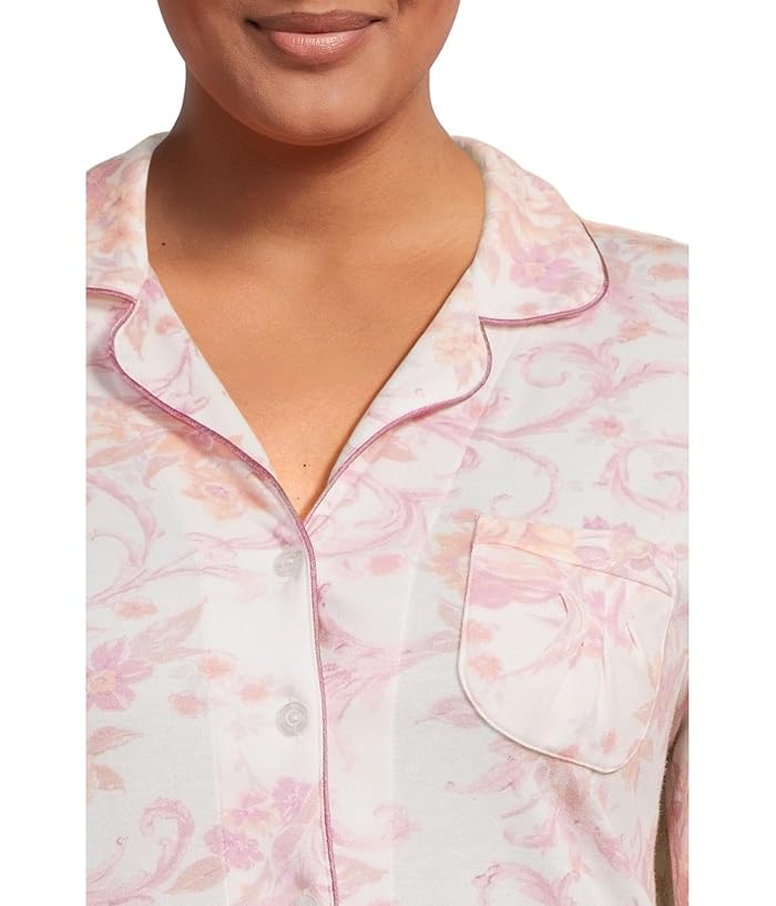Karen Neuburger Plus Size Romantic Fields Elbow Sleeve Pajama Set with Lace - Image 4