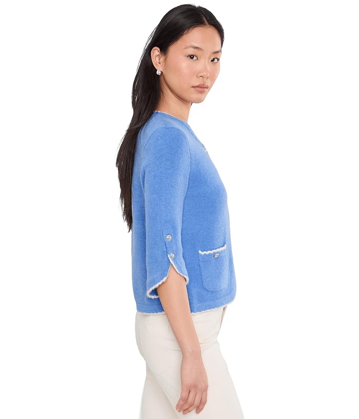 CeCe Contrast Scallop Trim Cardigan - Image 3