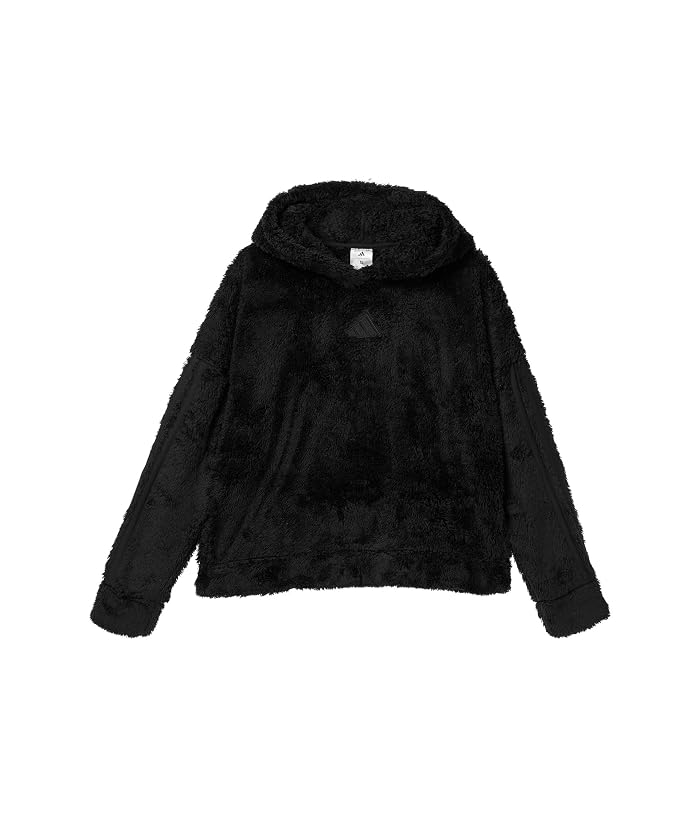 adidas Kids 3-Stripes Sherpa Hooded Pullover (Big Kid) - Image 4