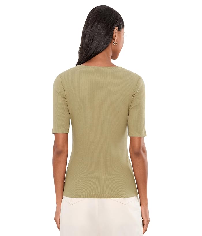 Lauren Ralph Lauren Lace-Trim Rib-Knit Cotton-Blend Top - Image 4