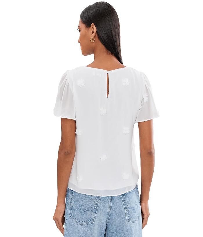 CeCe 3D Flower Applique Crew Neck Top - Image 4