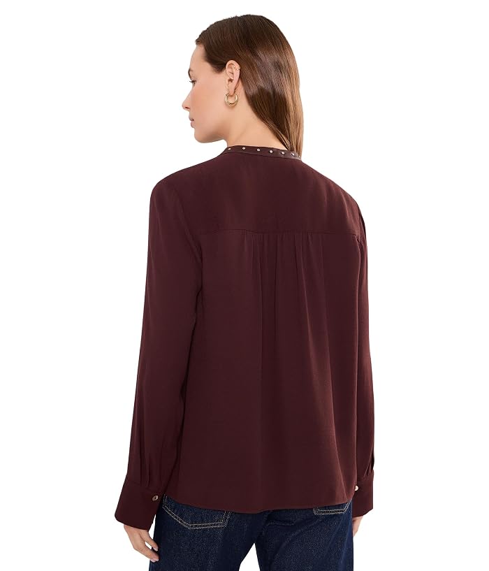 Vince Gathered Long Sleeve Top w/ Studded Trim - Image 4