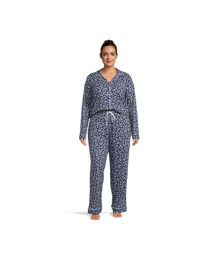 Karen Neuburger Plus Jolly & Bright Long Sleeve Notch Top & Long Pants Set