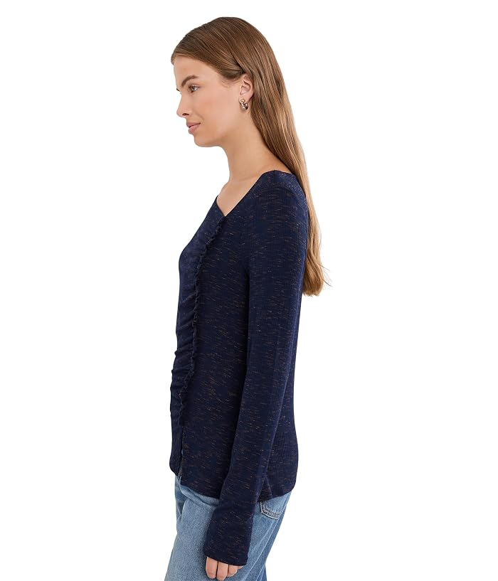 Liverpool Los Angeles Long Sleeve Asymmetrical Neck with Ruffle Knit Top - Image 3