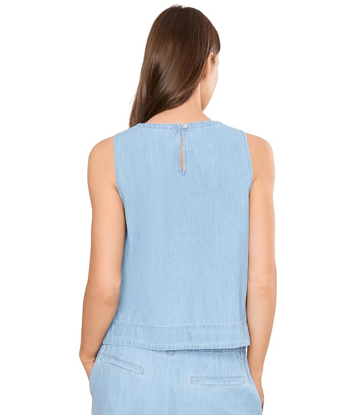 Eileen Fisher Lightweight Organic Cotton Denim Round Neck Shell - Image 4