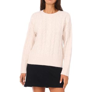 Vince Camuto Sequin Cable Long Sleeve Crew Neck