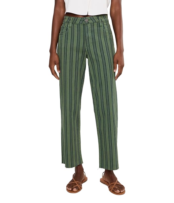 KUT from the Kloth Charlotte High-Rise Wide Leg with Raw Hem in Matcha Green
