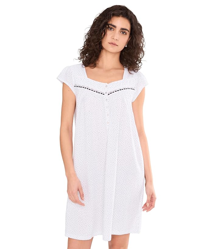 Eileen West Cotton Knit Cap Sleeve Short Gown