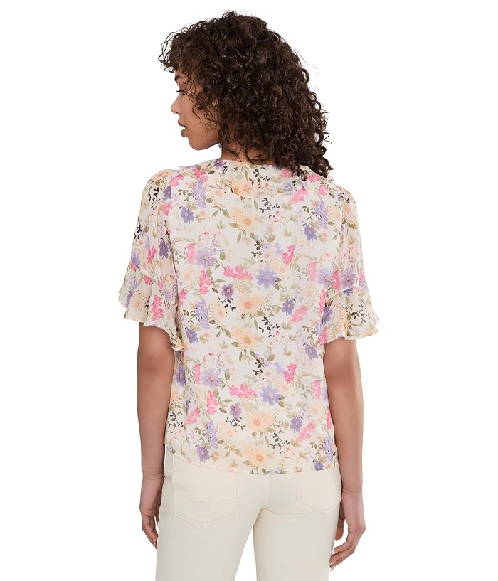 CeCe Flutter Sleeve Ruffled Short Sleeve Top - Image 4