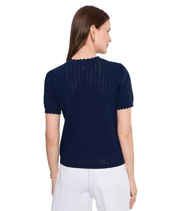 CeCe Pointelle Scallop Crew Neck Sweater - Image 4