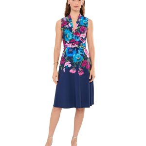 Adrianna Papell Border Floral Midi Dress
