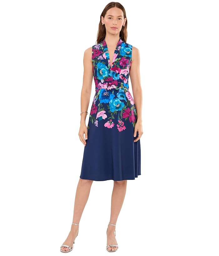 Adrianna Papell Border Floral Midi Dress