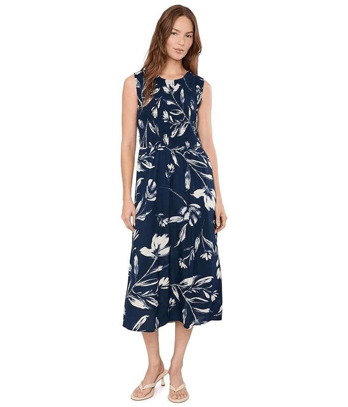 Calvin Klein Sleeveless Smocked Floral Midi