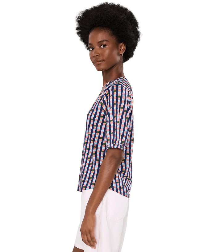 NIC+ZOE NZT Elbow Sleeve Reef Stripe V-Neck Tee - Image 3