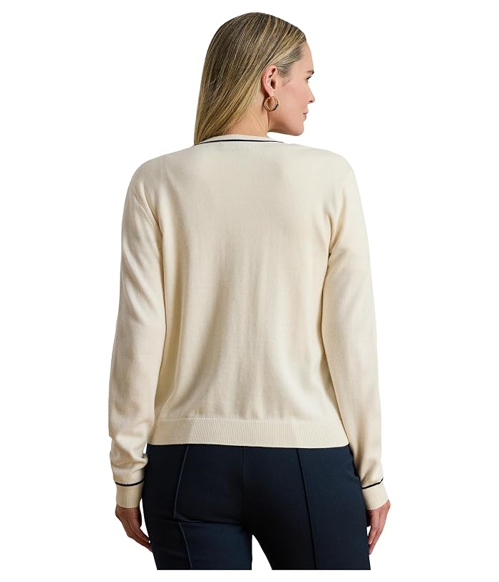 Lauren Ralph Lauren Two-Tone Cotton-Modal Cardigan - Image 3
