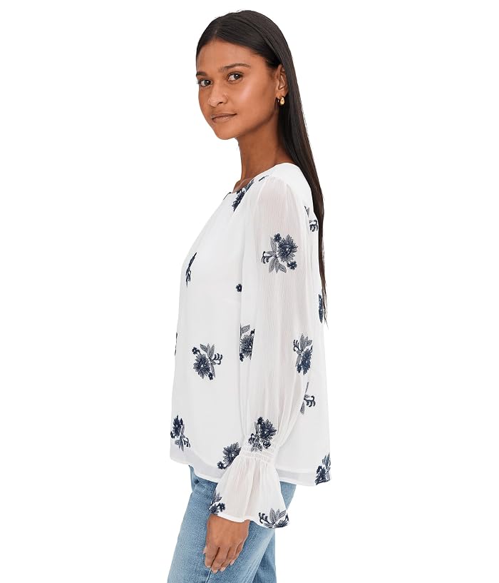 CeCe Embroidered Long Sleeve Smocked Cuff Blouse - Image 3