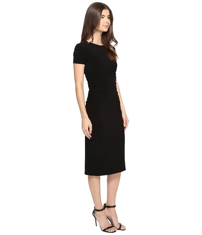 Norma Kamali Short Sleeve Crew Neck Shirred Waist Dress - Image 4