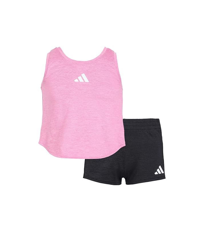 adidas Kids Melange Flounce Tank Shorts Set (Toddler/Little Kid)