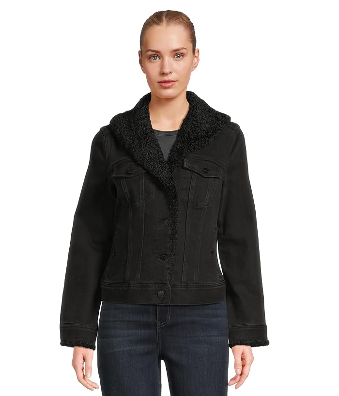 Liverpool Los Angeles Sherpa Collar Stretch Denim Trucker Jacket