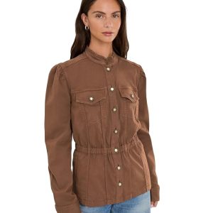Liverpool Los Angeles Puff Sleeve Trucker Jacket w/ Ruffle Collar