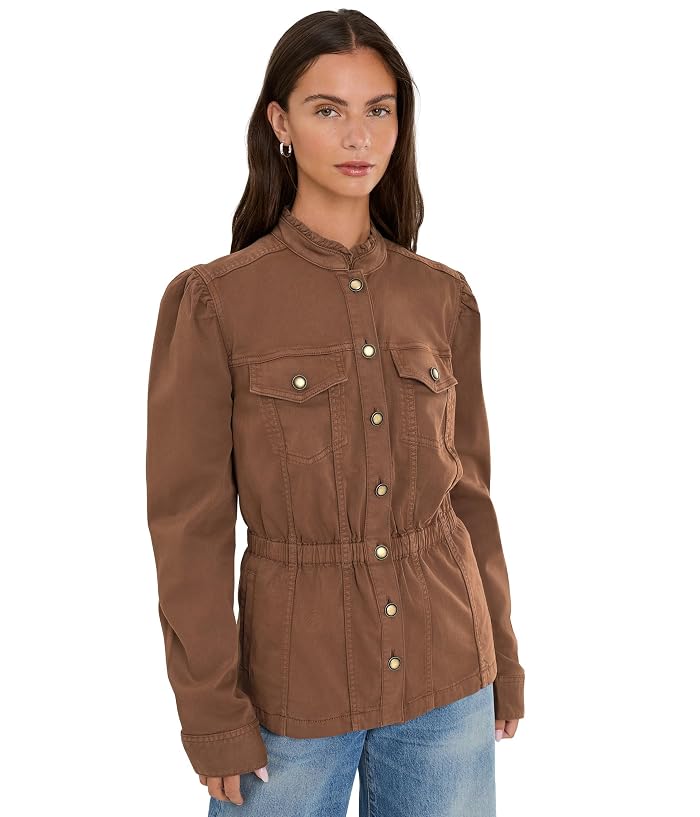 Liverpool Los Angeles Puff Sleeve Trucker Jacket w/ Ruffle Collar