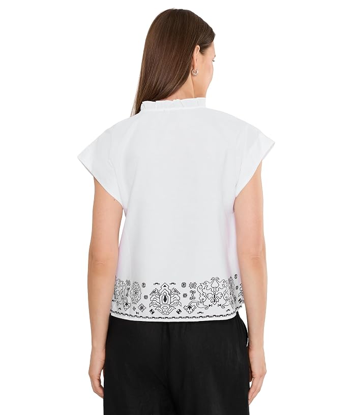 Vince Camuto V-Neck with Front Tie & Rolled-Up Short Sleeve - Image 4
