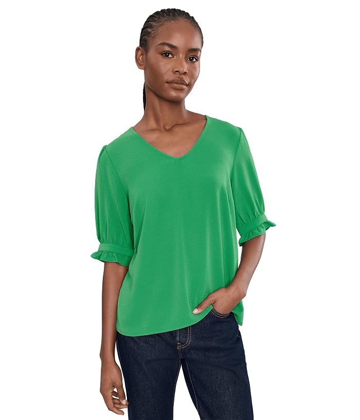 CeCe V-Neck Elbow Sleeve Top