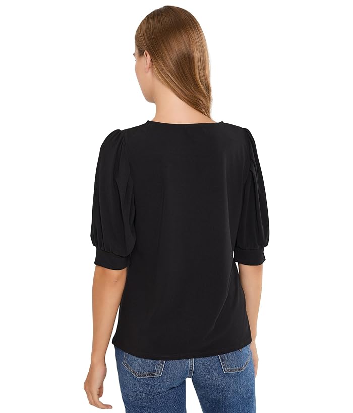 CeCe Crew Neck Shirred Short Sleeve Top - Image 4