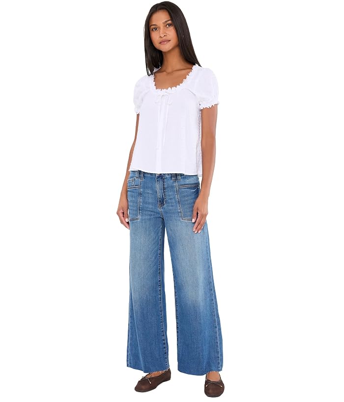 KUT from the Kloth Meg High-Rise Wide Leg Front Pockets Inset-Raw Hem - Image 2