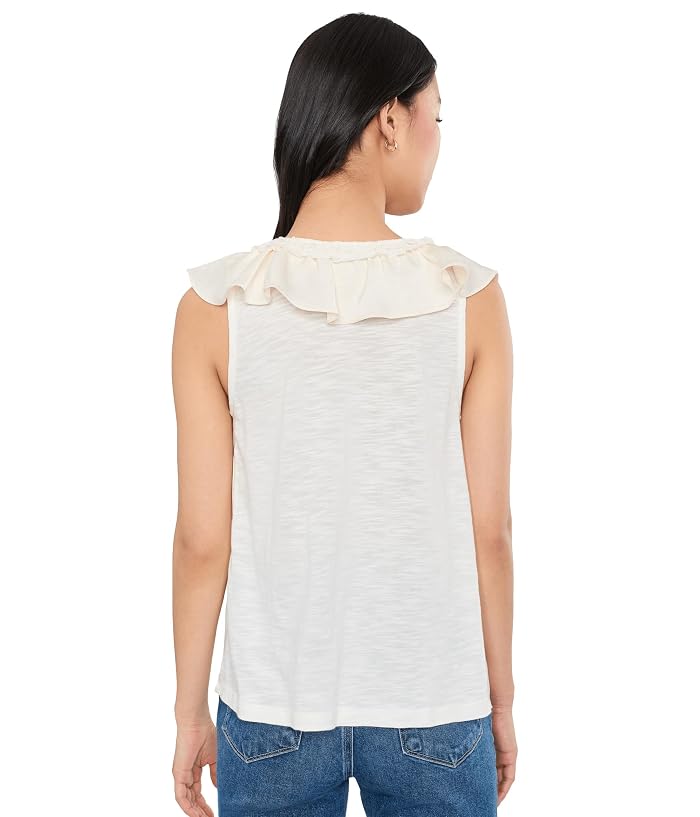 Liverpool Los Angeles Ruffle Front Sleeveless Woven To Knit Top - Image 4