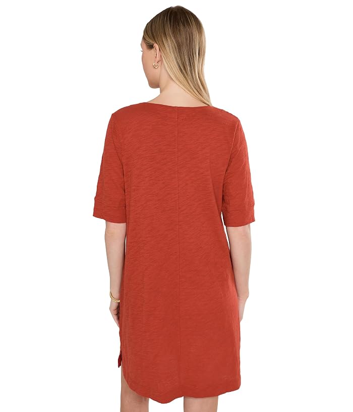 Mod-o-doc Elbow Sleeve Split Neck Knee Length Shift Dress - Image 4