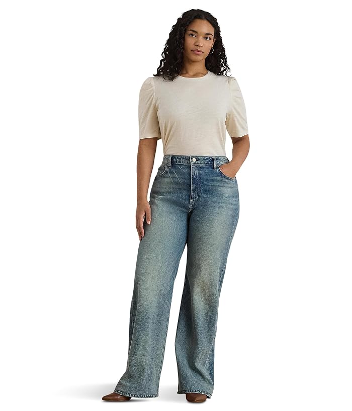 Lauren Ralph Lauren Plus Size Slub Jersey Puff-Sleeve Top - Image 2